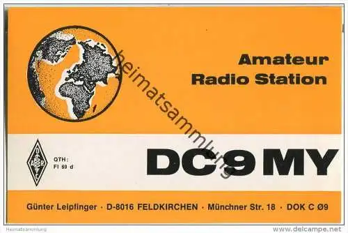 QSL - Funkkarte - DC9MY - Feldkirchen - 1976