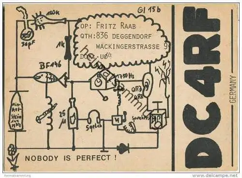 QSL - Funkkarte - DC4RF - Deggendorf - 1975