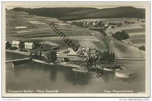 Talsperre Malter - Haus Seeblick - Fliegeraufnahme - Foto-AK