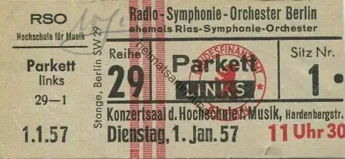 Deutschland - Berlin - Konzertsaal der Hochschule für Musik - Hardenbergstrasse - Radio-Symphonie-Orchester Berlin (ehem
