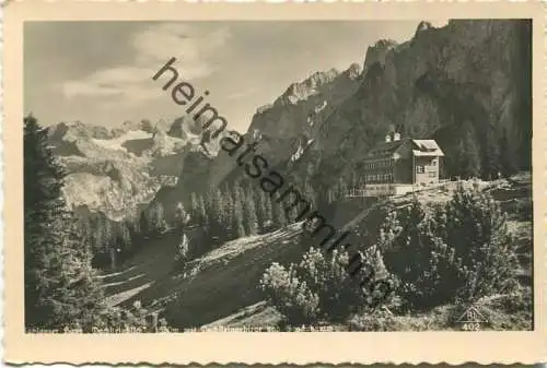 Gablonzer Haus auf der Zwieselalm - Dachsteinblick - Foto-AK - Verlag Brüder Lenz Dobl