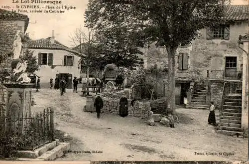 st cyprien, place de l'eglise, arrivee du courrier (Nr. 16943)