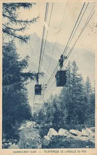 PC50915 Chamonix Mont Blanc. Seilbahn der Aiguille du Midi. F. Monnier. 1923