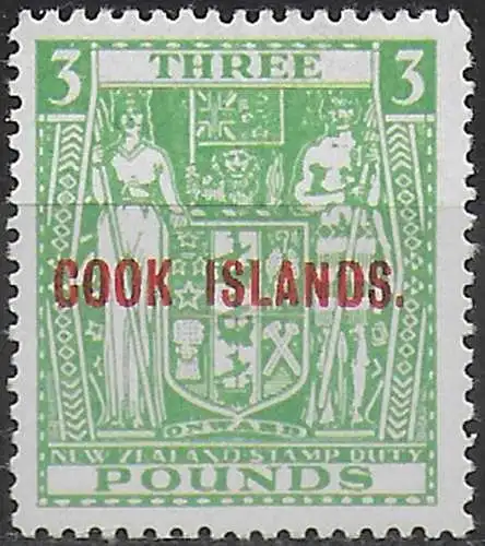 1932 Cook £3 green overprinted MNH SG n. 98a