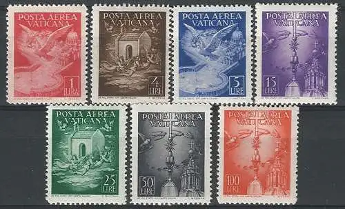 1947 Vaticano Posta aerea 7v. MNH Sass. n. A9/15