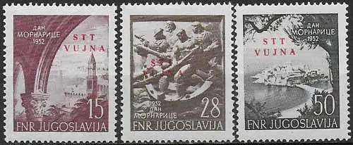 1952 Trieste B Giornata della Marina 3v. MNH Sassone n. 62/64