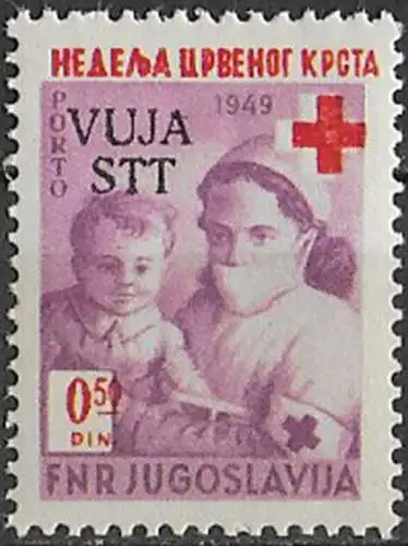 1950 Trieste B Croce Rossa spostata 1v. MNH Sassone n. (34ba)
