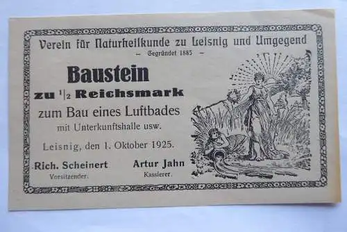 Baustein 1/2 Reichsmark Luftbad Leisnig 1925