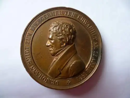 Medaille Bronze Bremen 1846 Bürgermeister Dr. Joh. Smidt 25jähr. Jubiläum