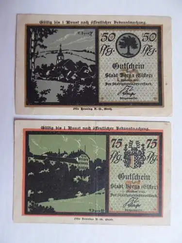 Notgeld 5 Scheine Berga (Elster) 1920 / 1921