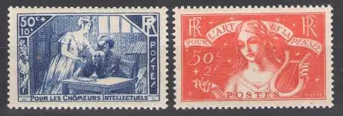 1935 FRANKREICH - Nr. 307/308 Pro Intellektuelle arbeitslos 2 Werte - MNH**