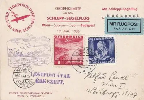 1936 ÖSTERREICH, Wien - Budapest Sonderkarte Müller 208