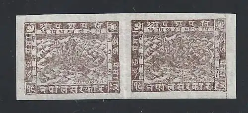 1941 NEPAL, SG Nr. 57 2 S. braun MH/* PAAR UNGEZAHNT