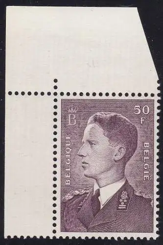 1952 Belgien - König Balduvin - COB-Katalog Nr. 879 - 50 Franken brauner lila - postfrisch** - Blattecke