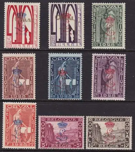 1929 Belgien - COB Nr. 272A/272K - Abtei Orval - Gekrönt £ Überstreichbar - 9 Werte - postfrisch**