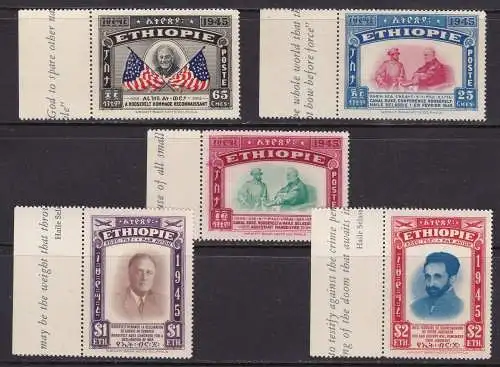 1947 ÄTHIOPIEN/ÄTHIOPIEN - YT Nr. 250/252+PA 21/22 5 Werte MNH/** SERIE BLATTRAND