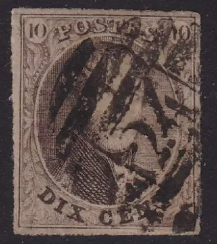 1849-50 Belgien - Nr. 3 König Leopold I. im Oval GEBRAUCHT MIT GUTEN RÄNDERN