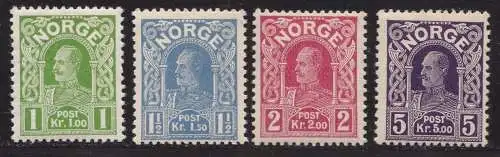 1910-18 NORWEGEN, Nr. 84b Whitepaper (siehe Scan) + 85/87 4 MLH/* Werte