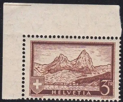 1931 SCHWEIZ, Nr. 244 - 3 Franken Bruno - postfrisch unterzeichnet Bolaffi