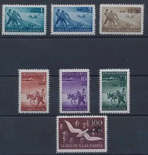 1949 TRIEST B, Luftpost, Nr. 10/16, Din-Überdruck, 7 Werte, postfrisch**