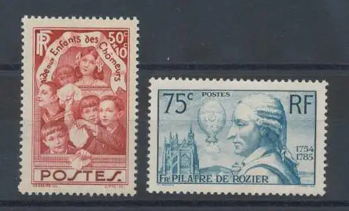 1936 FRANKREICH - Nr. 312-313 - Enfantes des Chomeurs et Pilatre de Rozier, postfrisch**