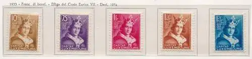 1933 LUXEMBURG - Caritas Heinrich VII. - Nr. 244/248, 5 val, postfrisch**