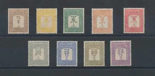 1928 Palästina, Briefmarken, SG. D12/D20 - 9er-Werte-Serie - postfrisch**