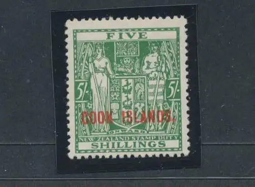 1943-54 COOK ISLANDS, Stanley Gibbons Nr. 132 - 5 grüne Schilling - neuseeländische Briefmarke mit Cook Islands. - postfrisch**