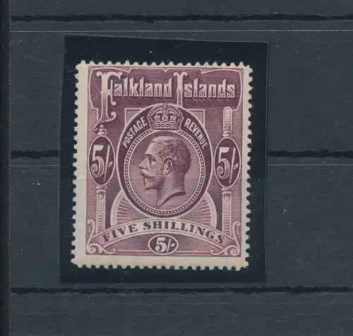 1912-20 FALKLANDINSELN - Stanley Gibbons Nr. 67 - 5 Scellini tiefrosa schwarz - postfrisch** - Lusso