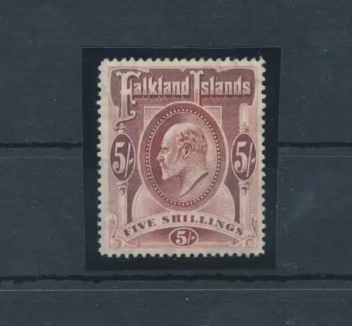 1904-12 FALKLANDINSELN - Stanley Gibbons Nr. 50 - 5 Schilling rot - postfrisch** - Luxus