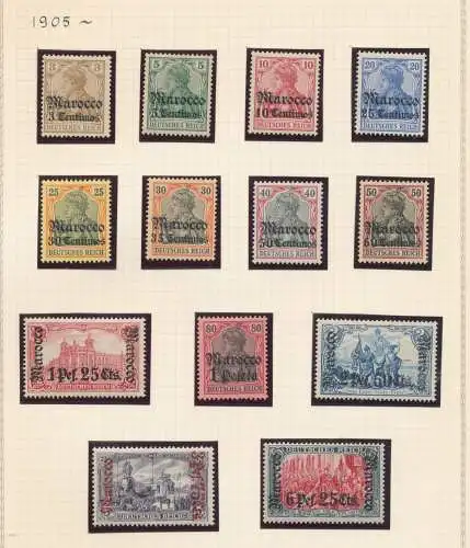 1905 Marokko - Deutsche Kolonie - Yvert Nr. 20/32 - MH* - Signatur G. Oliva