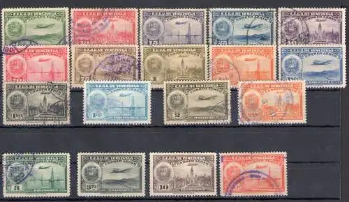 1938 Venezuela - Luftpost - Yvert Nr. 79/96 - Gewöhnliche Serie - 18 Werte - Gebraucht