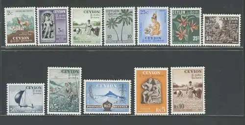 1951-54 Ceylon, Stanley Gibbons Nr. 419-30, 12-Werte-Serie, postfrisch**