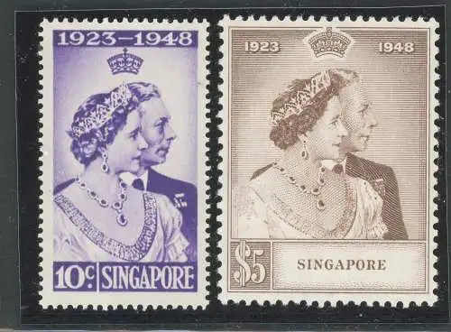 1948 SINGAPUR, Stanley Gibbons Nr. 31/32 Hochzeit in Königssilber - postfrisch**