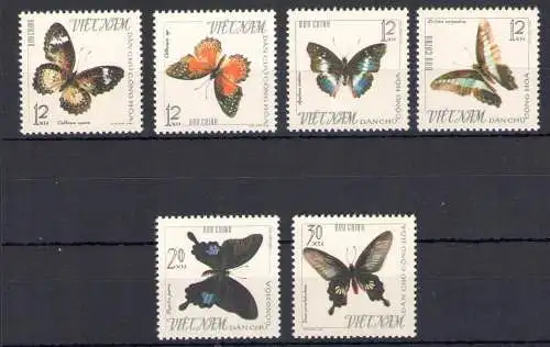 1965 Nordvietnam, Schmetterling - Yvert Nr. 472-77 - 6 Werte - postfrisch**