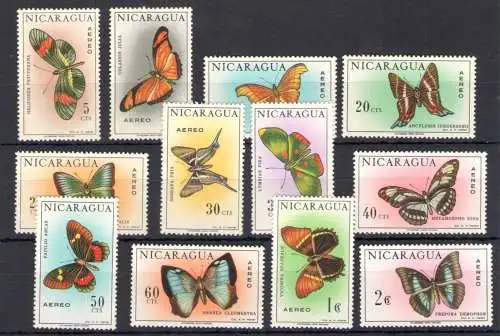1967 Nicaragua, Schmetterling - Yvert Nr. 575-86 - 12 Werte - postfrisch**