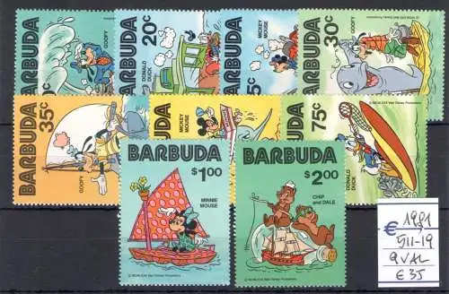 1981 Barbuda, Mickey Mouse - Yvert Nr. 511-19 - 9 Werte - postfrisch**