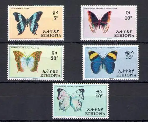 1967 Äthiopien, Schmetterling - Yvert Nr. 868-75 - 5 Werte - postfrisch**