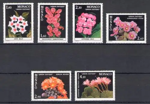 1982 MONACO, gewöhnliche Serie, exotische Gartenpflanzen, Yvert Nr. 1306-11 - 6 Werte, postfrisch **