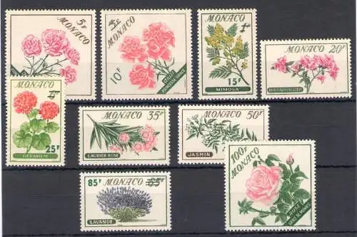 1959 MONACO, Fiori, Yvert Nr. 514-22 - 9 Werte, postfrisch**