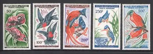 1961-63 Tschad Republik - Katalog Yvert Luftpost Nr. 2-6 - Vögel - 5 Werte - postfrisch **
