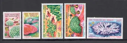 1963 Französische Küste der Somalis - Yvert-Katalog Nr. 316-317 + Luftpost 34-36 - Korallenfauna - 5 Werte - postfrisch**