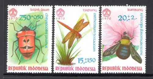 1970 INDONESIEN, Stanley Gibbons Nr. 1277-79 - Insekten - postfrisch**