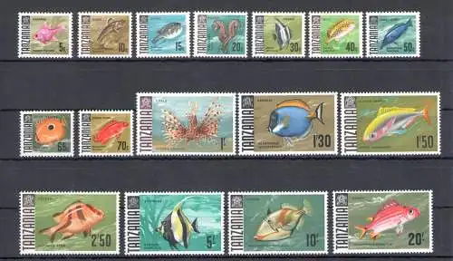 1967 Tansania - Stanley Gibbons Nr. 142-157 - Gewöhnliche Serie - Fische - 16 Werte - postfrisch**