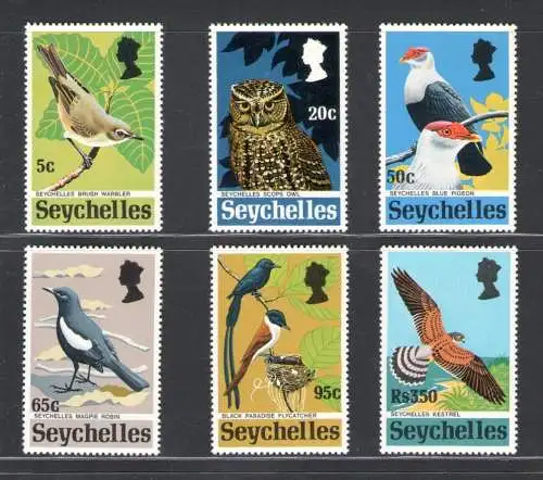 1972 SEYCHELLEN, Stanley Gibbons Nr. 308-13 - Serie von 6 Werten - Vögel - postfrisch**