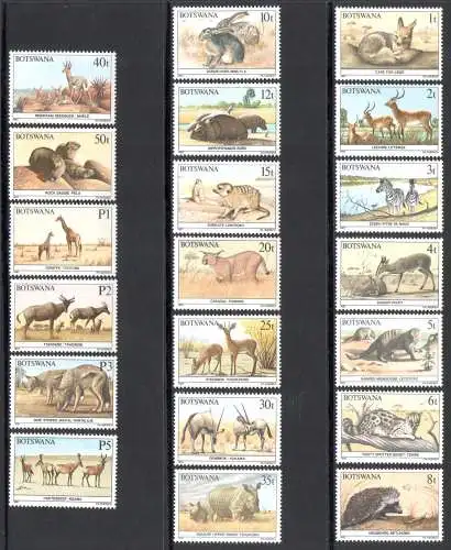 1987 BOTSWANA - Yvert-Katalog Nr. 551-70 - Tiere aus Botswana - 20 Werte - postfrisch**