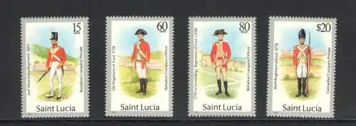 1987 ST. Lucia - Militäruniformen - Serie von 4 Werten - Yvert Tellier Nr. 860-63 - postfrisch**