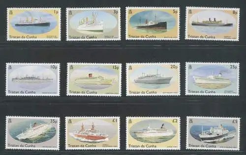 1994 TRISTAN von CUNHA - Yvert Nr. 525-36 - Schiffe - Komplette Serie 12 Werte - postfrisch**