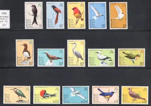 1975 BIOT - BRITISH INDIAN OCEAN TERRITORY - OCEAN INDIAN - Yvert Nr. 63-77 - Vögel - 15-Werteserie - postfrisch**