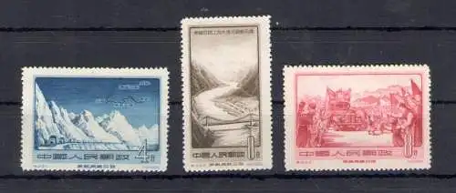 1956 CHINA - Wegbereiter nach Tibet - Michel-Katalog Nr. 311-13 - postfrisch** - Ohne Gummi